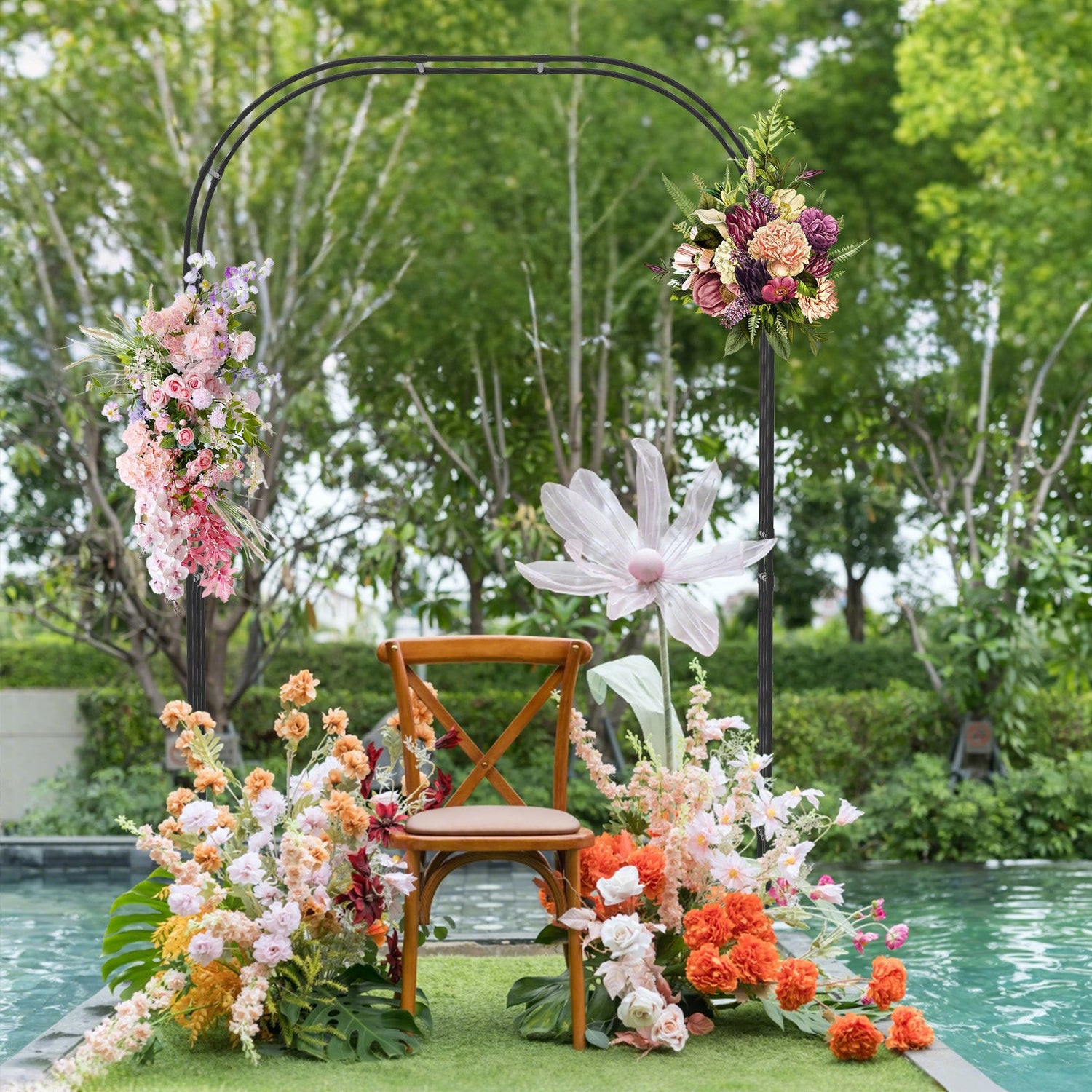 Arco de metal para jardín, enrejado para plantas trepadoras, vides y flores
