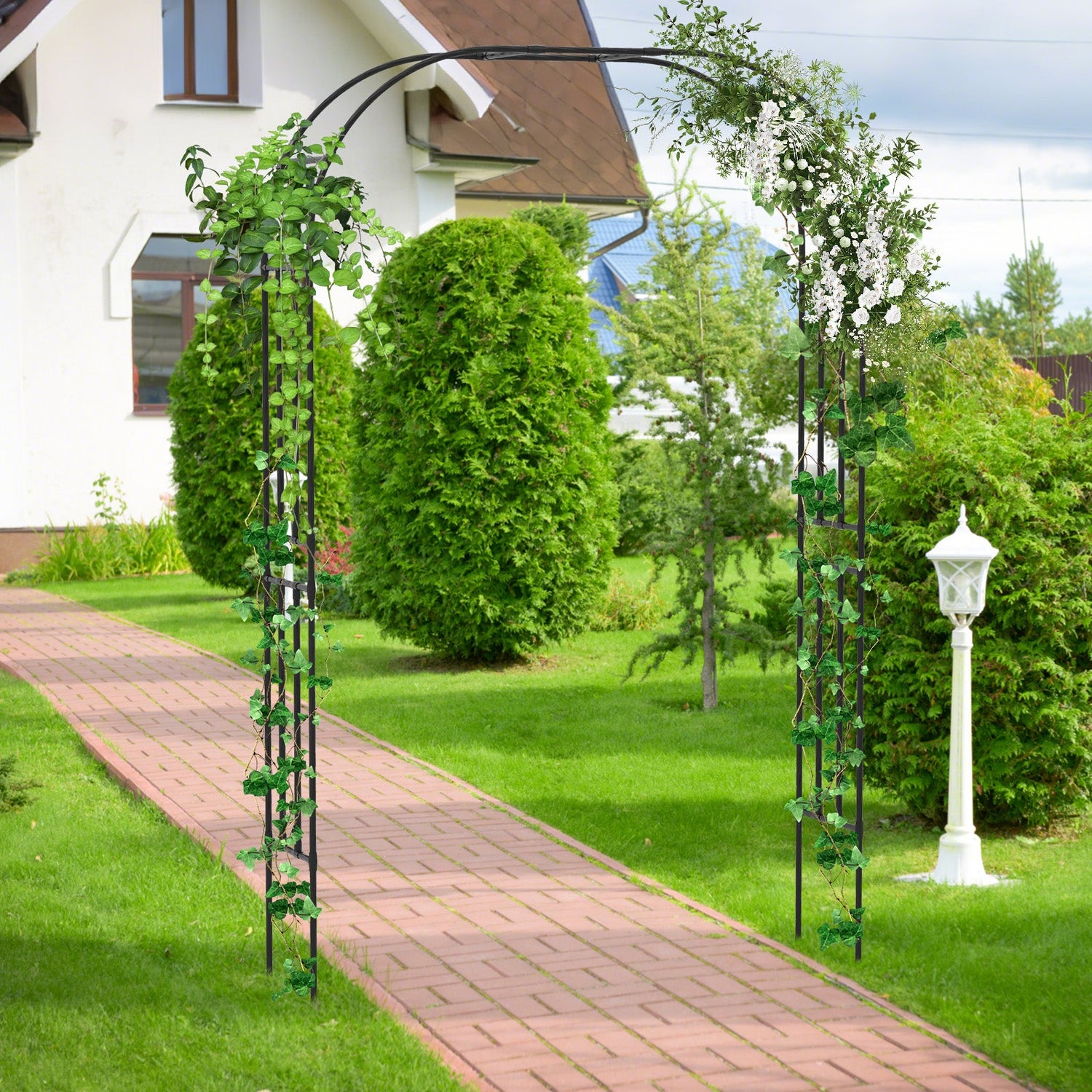 Arco de metal para jardín, enrejado para plantas trepadoras, vides y flores