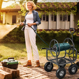 Carro Portamanguera de Jardín de 300 pies de Gran Capacidad con 4 Ruedas y Cesta de Almacenamiento - Gris