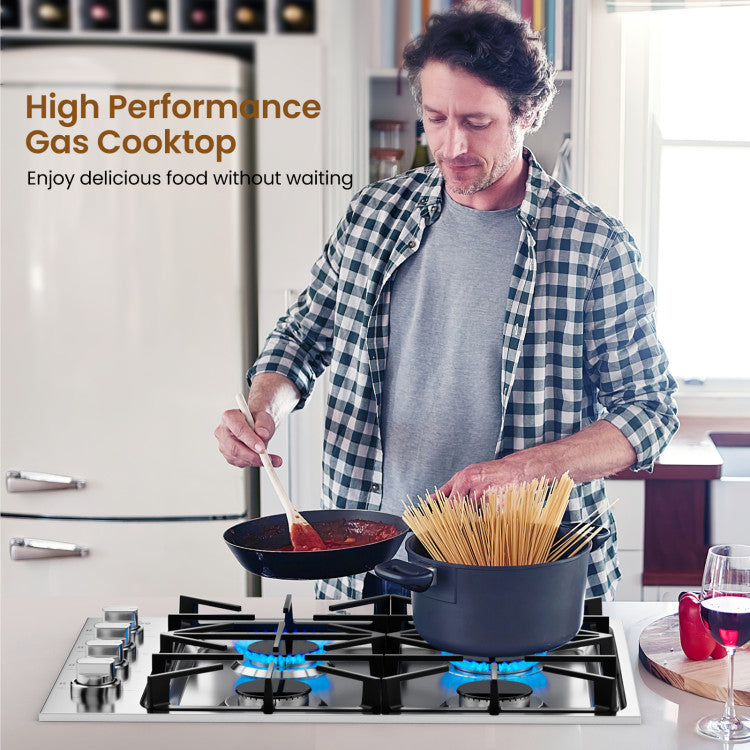Encimera de gas de 30/36 pulgadas con 4/6 quemadores potentes y perillas ABS