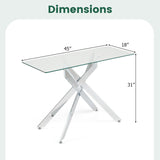 Mesa consola de cristal Mesa de entrada moderna con tapa de cristal templado transparente-Plateado