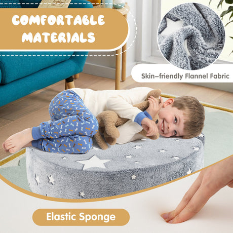 Sofá convertible 2 en 1 que brilla en la oscuridad para niños con funda lavable extraíble - Gris