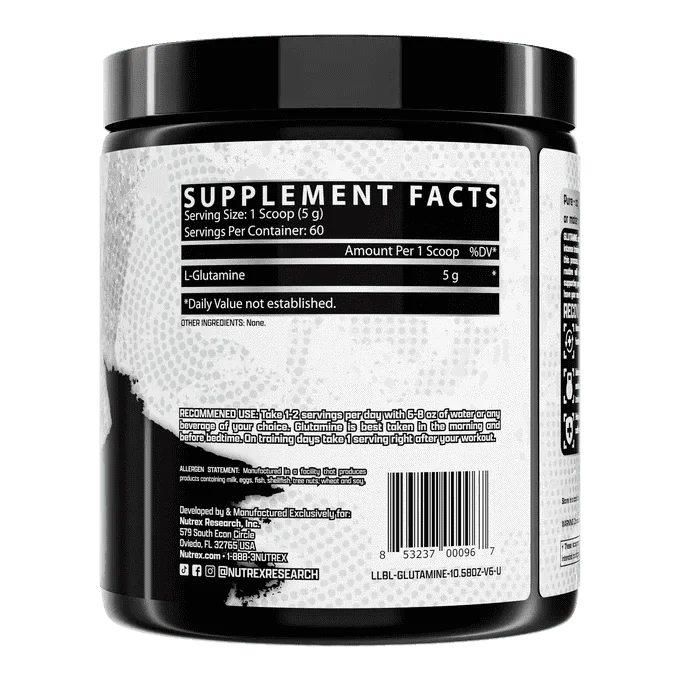 Nutrex Glutamina Pura, 60 Servicios