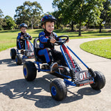 Go Kart para niños con pedales de 4 ruedas, asiento ajustable y ruedas para todo terreno