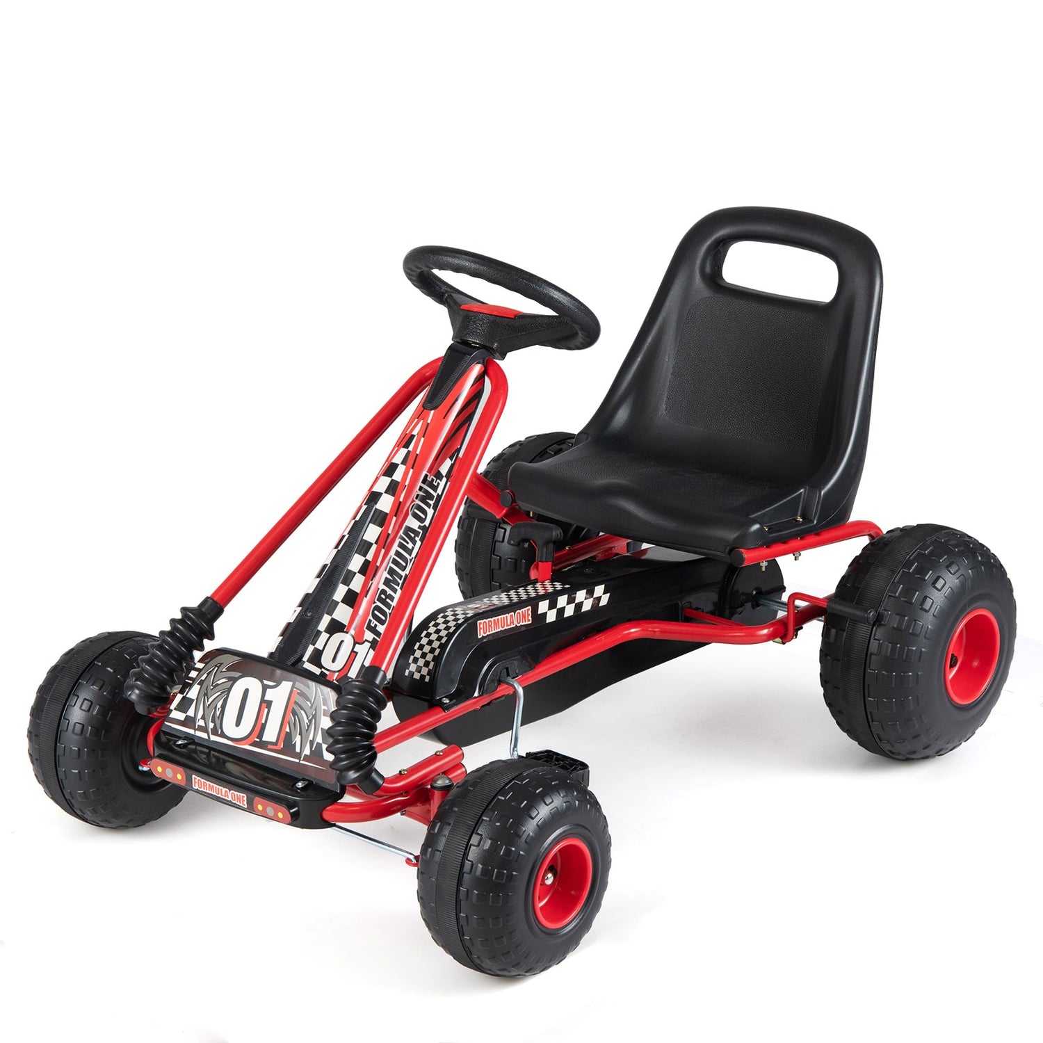 Go Kart para niños con pedales de 4 ruedas, asiento ajustable y ruedas para todo terreno