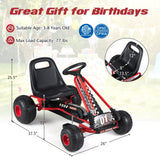 Go Kart para niños con pedales de 4 ruedas, asiento ajustable y ruedas para todo terreno