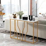 Mesa de entrada moderna blanca de 44 pulgadas con tablero de imitación de mármol - Blanca