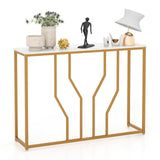 Mesa de entrada moderna blanca de 44 pulgadas con tablero de imitación de mármol - Blanca