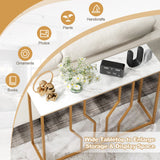 Mesa de entrada moderna blanca de 44 pulgadas con tablero de imitación de mármol - Blanca