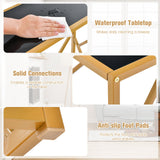 Mesa de entrada de 31.5 pulgadas con estructura de metal resistente dorada y almohadillas para los pies - Negro