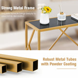 Mesa de entrada de 31.5 pulgadas con estructura de metal resistente dorada y almohadillas para los pies - Negro