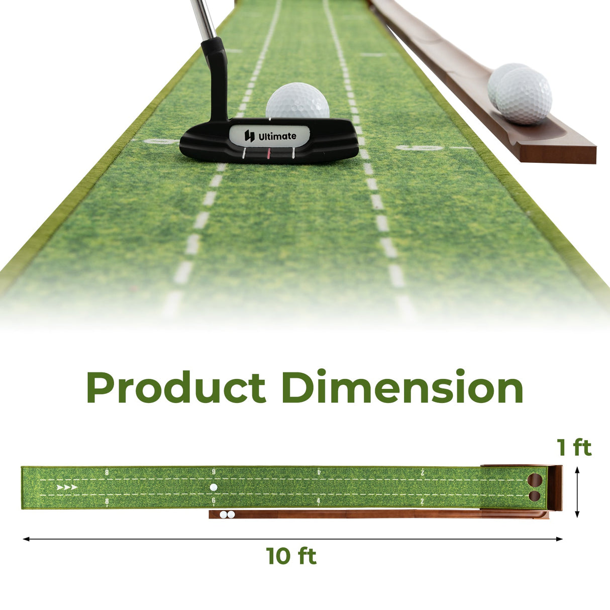 Ayuda de entrenamiento de práctica de putting de golf con devolución automática de la bola y