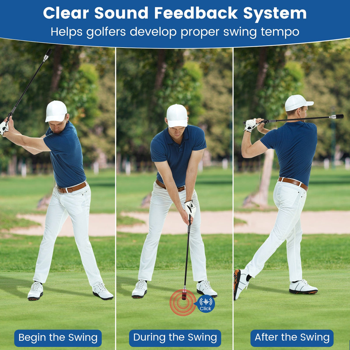 Entrenador de swing de golf Click Stick Ayuda de entrenamiento de swing para velocidad, flexibilidad, equilibrio