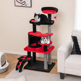Árbol para gatos gótico con cama, condominio y rascador de sisal - Negro y rojo
