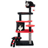 Árbol para gatos gótico con cama, condominio y rascador de sisal - Negro y rojo