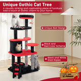 Árbol para gatos gótico con cama, condominio y rascador de sisal - Negro y rojo