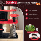 Árbol para gatos gótico con cama, condominio y rascador de sisal - Negro y rojo