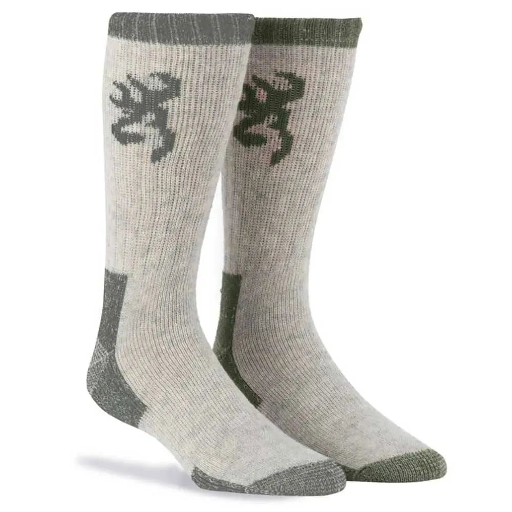 Browning Botas Paquete de 2 (Verde / Gris) - Calcetines de Lana Gruesos