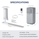 Enfriador de aire de 10000 BTU con ventilador y modo deshumidificador