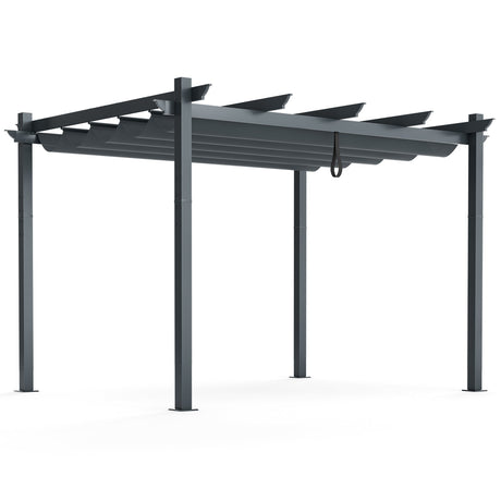 Pérgola exterior retráctil de aluminio de 10 x 12 pies con dosel y enrejado para uvas