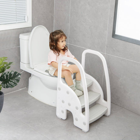 Taburete de 3 peldaños con asas de seguridad y pedales antideslizantes para niños pequeños