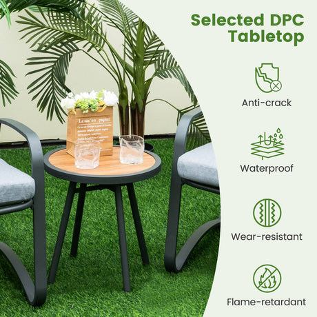 Juego de 3 piezas de bistró para patio con mesa DPC impermeable