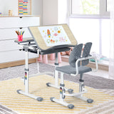 Juego de escritorio y silla de estudio para niños con altura ajustable