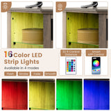 Mueble para TV de esquina con chimenea, luces LED y control por aplicación inteligente para televisores de 50 pulgadas