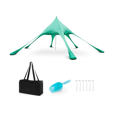 Carpa Toldo de Playa de 20 x 20 pies con Protección Solar UPF 50+ y Pala