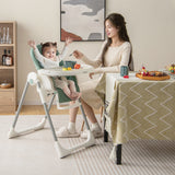 4-in-1 Foldable Baby High Chair with 7 Adjustable Heights and Free Toys Bar