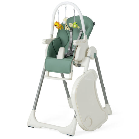 Trona Plegable 4 en 1 para Bebés con 7 Alturas Ajustables y Barra de Juguetes Gratis