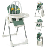 4-in-1 Foldable Baby High Chair with 7 Adjustable Heights and Free Toys Bar