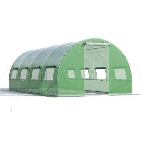 Invernadero de 20 x 10 x 6.6 pies con ventanas y puertas para exteriores - Verde