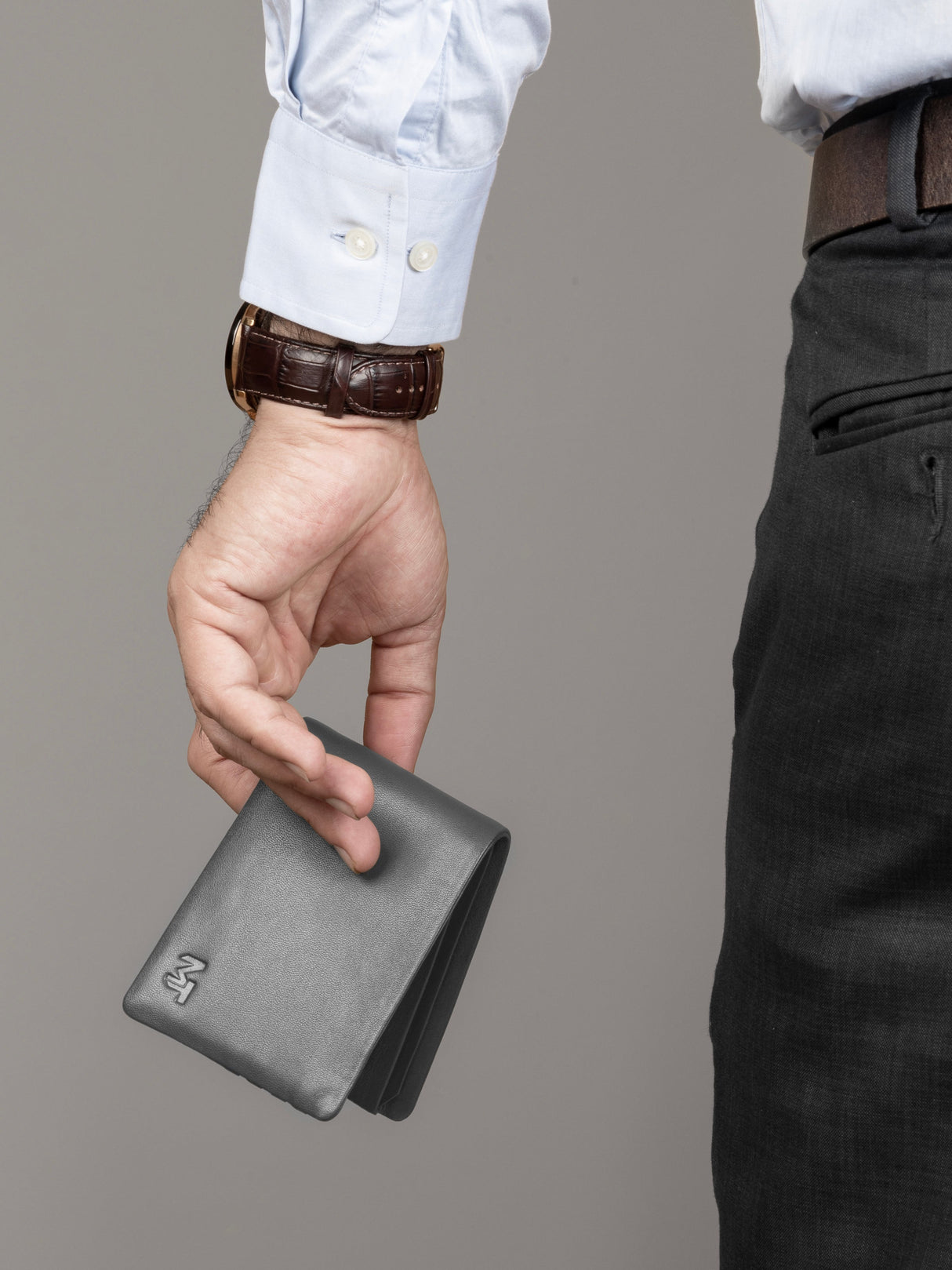 Cartera plegable gris Duke