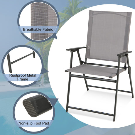 2 sillas plegables de patio con reposabrazos para cubierta, jardín o patio