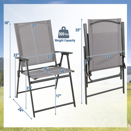 2 sillas plegables de patio con reposabrazos para cubierta, jardín o patio