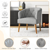 Sillón tapizado con patas de madera de caucho maciza y almohadillas ajustables para las patas para sala de estar - Gris