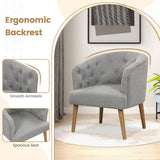 Sillón tapizado con patas de madera de caucho maciza y almohadillas ajustables para las patas para sala de estar - Gris