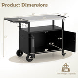 Carro de parrilla exterior con almacenamiento y tapa plegable de acero inoxidable - Negro