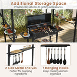13 x 5 Feet Grill Gazebo with Dual Side Awnings and 2 Shelves Adjustable Shadow