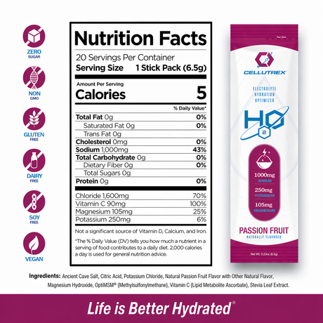 H2O ELECTROLYTES™ - Maracuyá | Polvo de electrolitos sin azúcar