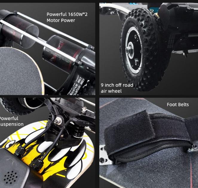 Patinete eléctrico todoterreno con motor de doble correa