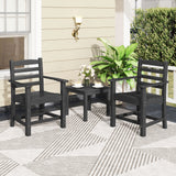 Juego de 2 sillas de comedor de patio HDPE para todo clima con apoyabrazos anchos