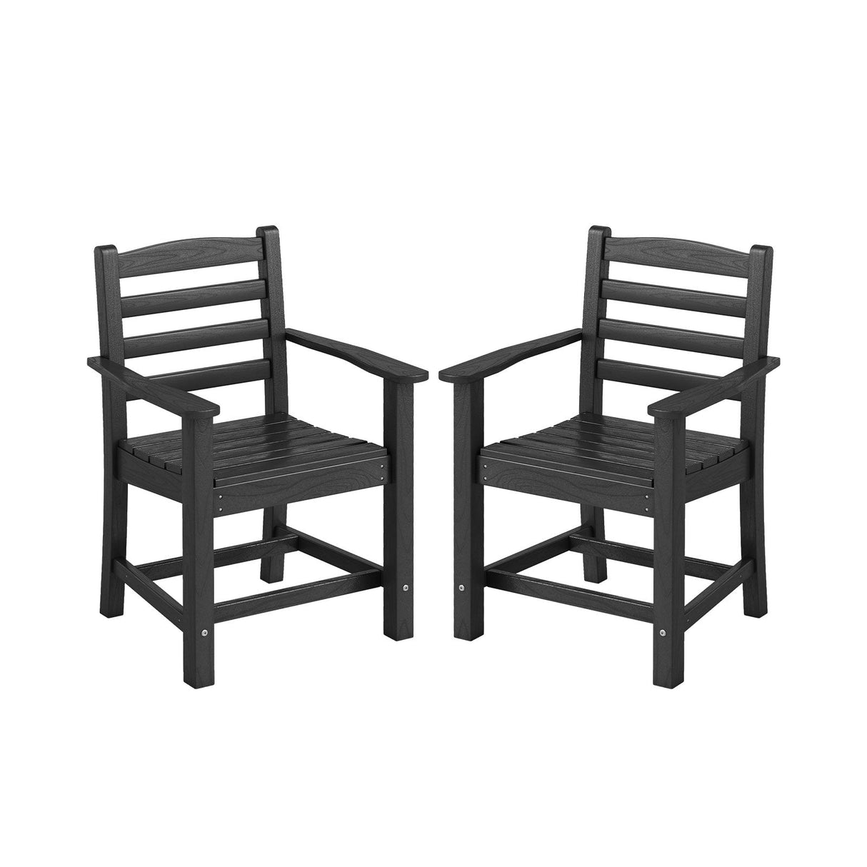 Juego de 2 sillas de comedor de patio HDPE para todo clima con apoyabrazos anchos
