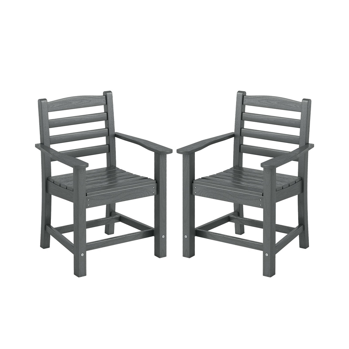 Juego de 2 sillas de comedor de patio HDPE para todo clima con apoyabrazos anchos