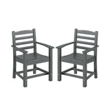 Juego de 2 sillas de comedor de patio HDPE para todo clima con apoyabrazos anchos