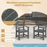 Juego de 2 sillas de comedor de patio HDPE para todo clima con apoyabrazos anchos