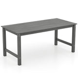 HDPE Outdoor Dining Table for 6 Person with Wood-Like Tabletop and Umbrella Hole