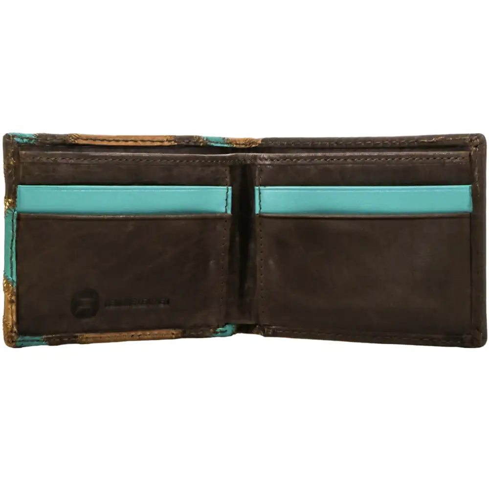 Cartera plegable para hombre HOOey "Montezuma" (marrón/turquesa)