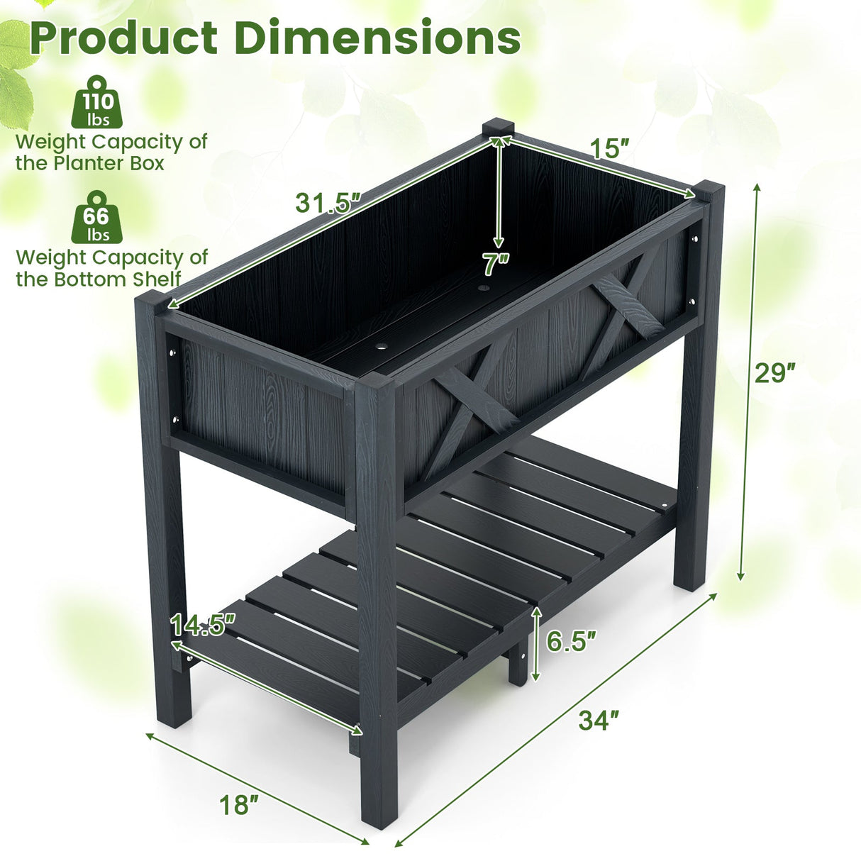 Jardinera elevada de polimadera HIPS